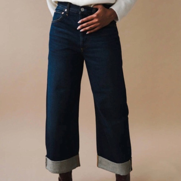 Citizens Of Humanity Denim - Citizens Of Humanity Ayla Baggy High Rise Wide Leg Jean Size 31 Dark Indigo